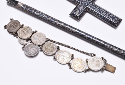 Lot 39 - A Russian silver niello work belt