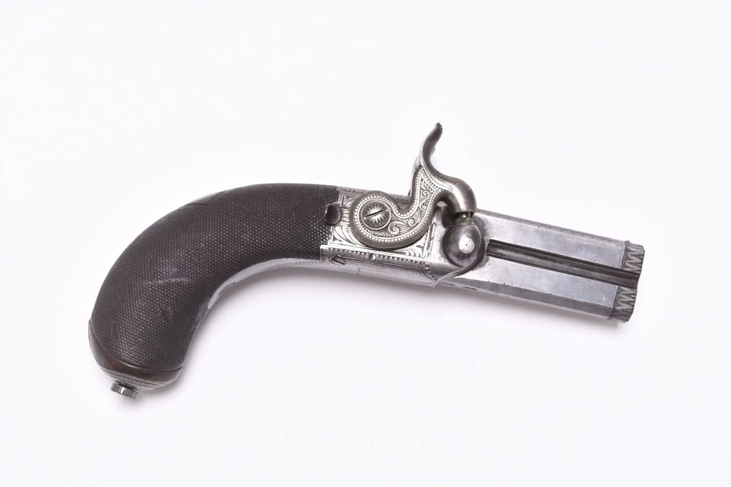 275 - A good quality William Mills 'improved' over-and-under percussion pistol, circa 1830-35