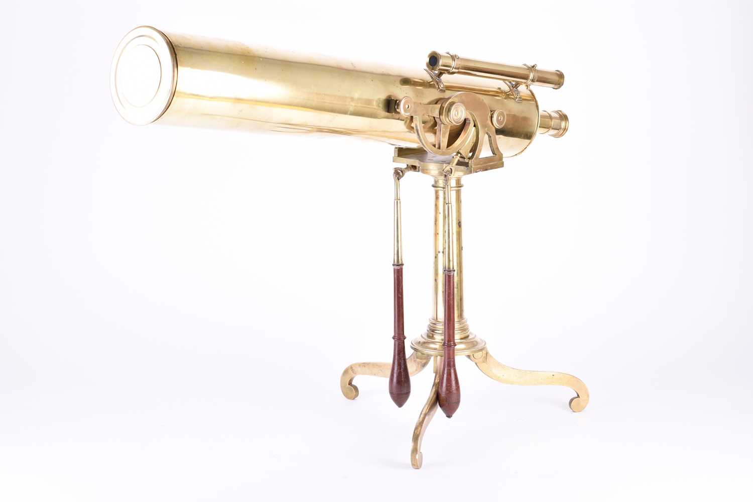 157 - Dollond of London: A brass 4 inch reflecting telescope and tripod