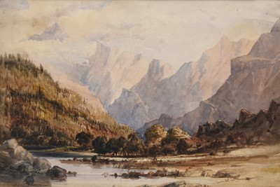 Lot 140 - Anthony Vandyke Copley Fielding (1787-1855) Mountainous Valley landscape