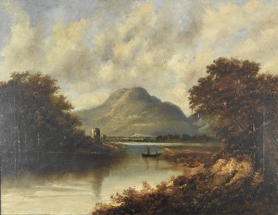 Lot 66 - A.W. Sharp (19th Century) Lake Scene Landscape
