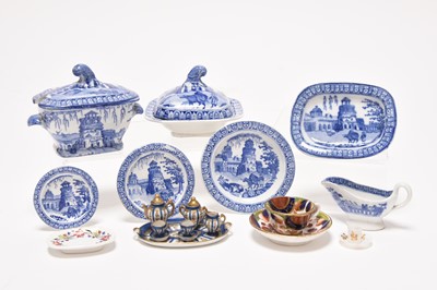 Lot 303 - Miniatures, including John Rogers 'Monopteros #2 dinner service and French cabaret service