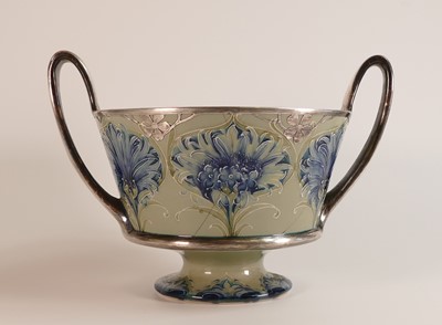 Lot 95 - A William Moorcroft florian 'Cornflower' Shreve & Co silver-mounted bowl