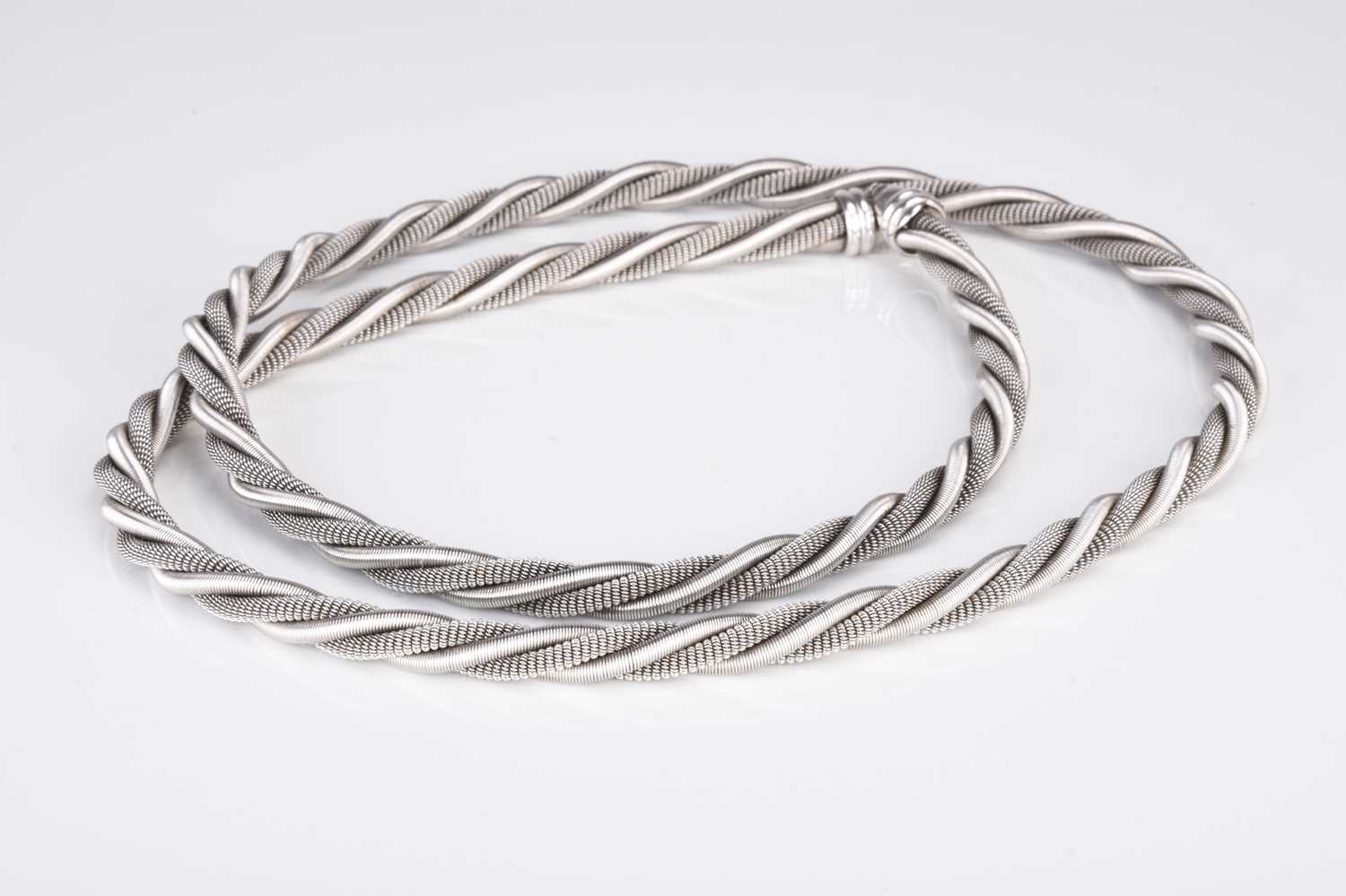 Lot 162 - A late 20th century 18ct white gold Wellendorff twisted silk rope Comtesse style necklace