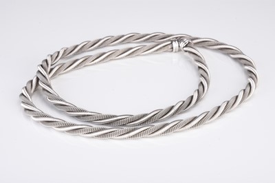 Lot 162 - A late 20th century 18ct white gold Wellendorff twisted silk rope Comtesse style necklace