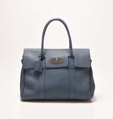 Lot 269 - A Mulberry Grey Blue Leather Bayswater Bag with silver hardware