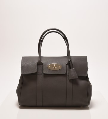Lot 409 - A Mulberry Dark Grey Leather Bayswater Bag with soft gold hardware