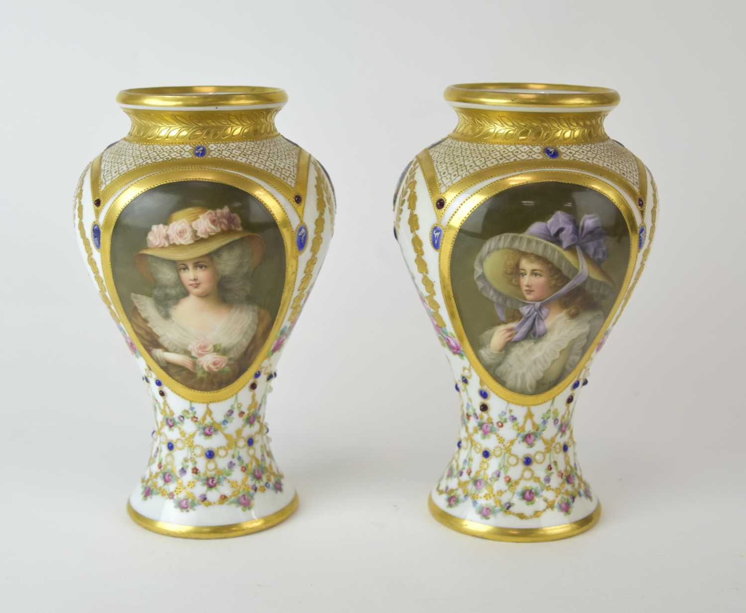238 - A pair of Vienna style vases by Wagner, Berlin, late 19th century,