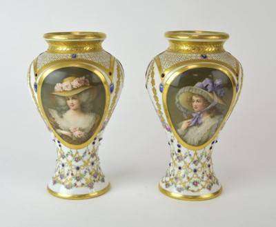 Lot 238 - A pair of Vienna style vases by Wagner, Berlin, late 19th century