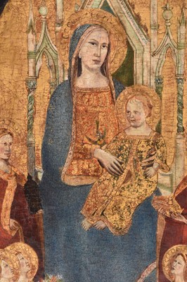 Lot 54 - Follower of Taddeo Gaddi (Italy, c.1300-1366) Madonna and Child Enthroned with Angels