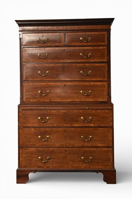 Lot 297 - A George III mahogany cross banded chest on chest