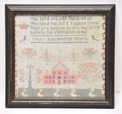 Lot 245 - A collection of samplers and tapestries, plus a print of a sampler
