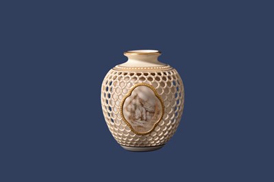 Lot 25 - A Royal Worcester reticulated and double-walled vase, dated 1908