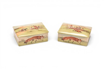 Lot 27 - Two Royal Doulton bridge or cigarette boxes, of hunting interest