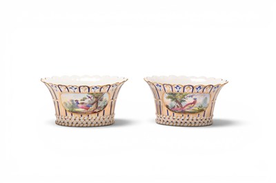 Lot 98 - A pair of Paris porcelain baskets in the pseudo-Sevres style, 19th century