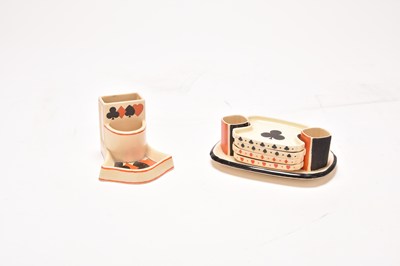 Lot 39 - Art Deco Royal Doulton bridge set and match holder / ash try