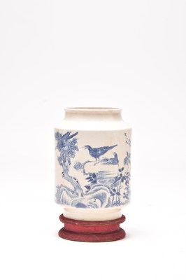 Lot 122 - A Chinese soft paste blue and white porcelain sleeve vase