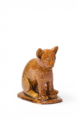Lot 15 - An interesting Broseley pottery comical figure of a cat