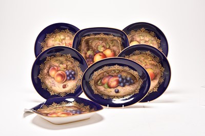 Lot 41 - Royal Worcester dessert service decorated with fruit by R. Sebright, dated 1923