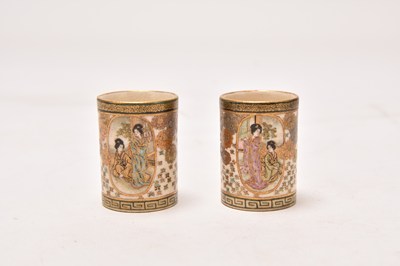Lot 162 - A pair of Japanese Satsuma miniature vases
