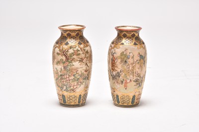 Lot 188 - A pair of small Japanese Satsuma vases, Meiji era