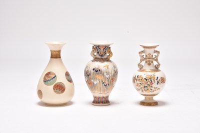 Lot 192 - Three Japanese Satsuma moriage type vases