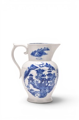 Lot 59 - A John Rose (Coalport) transitional jug in the 'Latticed Fence and Pagoda' pattern, circa 1796-1800