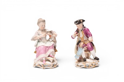 Lot 104 - A pair of Meissen porcelain figures, 19th century