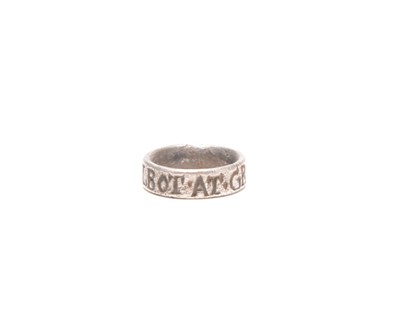 Lot 202 - A 17th century small silver annular hawking ring or vervel