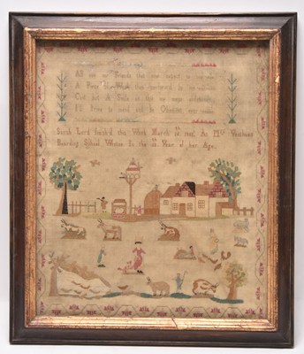 Lot 248 - Rare George III School Sampler by Sarah Lord, 1802 (Mrs Ventham's Boarding School, Winchester)