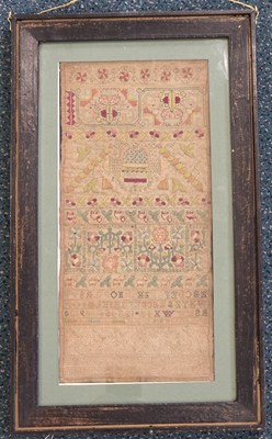 Lot 249 - Irish Quaker band sampler by Sarah Sparow, dated 1692
