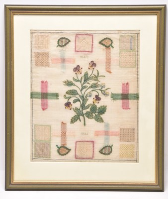 Lot 256 - Pair of Norfolk School darning samplers by two sisters, dated 1836 and 1834