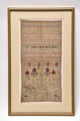 Lot 257 - An early Norfolk School sampler by Mary Gardner, aged 17, dated 1766