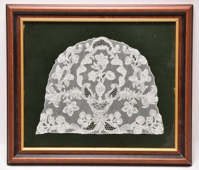 Lot 237 - Honiton bobbin lace bonnet back, circa 1750