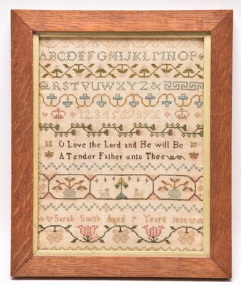 Lot 258 - Norfolk School sampler by Sarah Smith, dated 1800