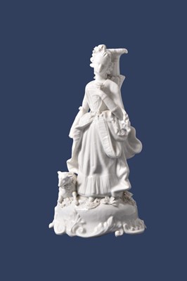 Lot 97 - Meissen blanc de chine candlestick, 18th/19th century
