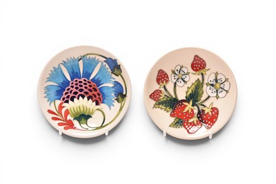 Lot 91 - Two Moorcroft pin coaster dishes - 'Cornflower Fan' and 'Brittany'