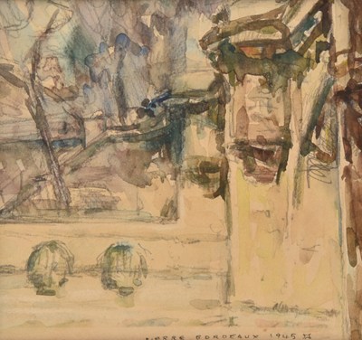 Lot 115 - Pierre Auguste Bordeaux (French 1904-1995) Bridge and Riverside Steps 1945