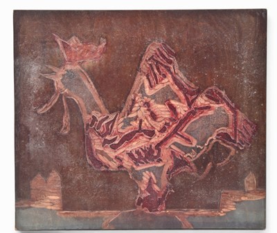 Lot 140 - Michael Rothenstein (1908-1993) Double-Sided Cockerel Woodblock and Stage 1 Print